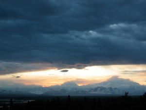 The peaks at sunset from Talkeetna